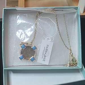 Park Lane Gold Necklace with Blue Accents